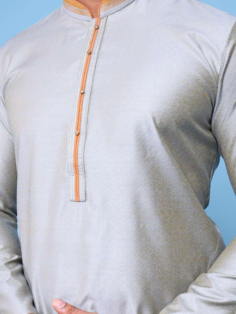 men mandarin neck kurta pyjama ethnic wear set - 22061979 - Standard Image - 5