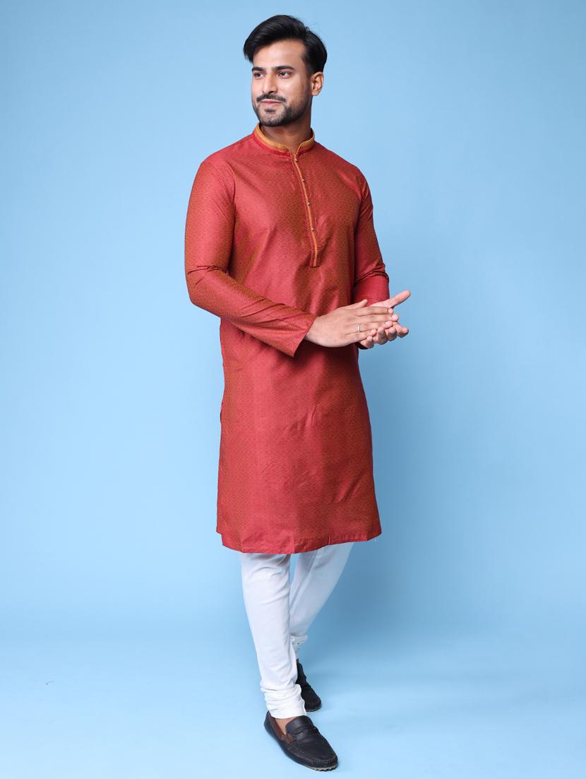 men mandarin neck kurta pyjama ethnic wear set - 22061980 - Standard Image - 3