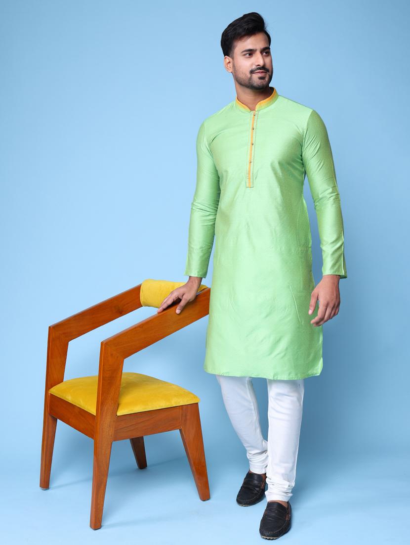 men mandarin neck kurta pyjama ethnic wear set