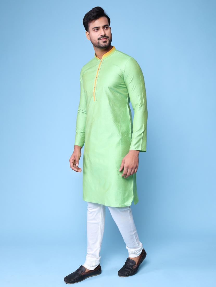 men mandarin neck kurta pyjama ethnic wear set - 22061981 - Standard Image - 3