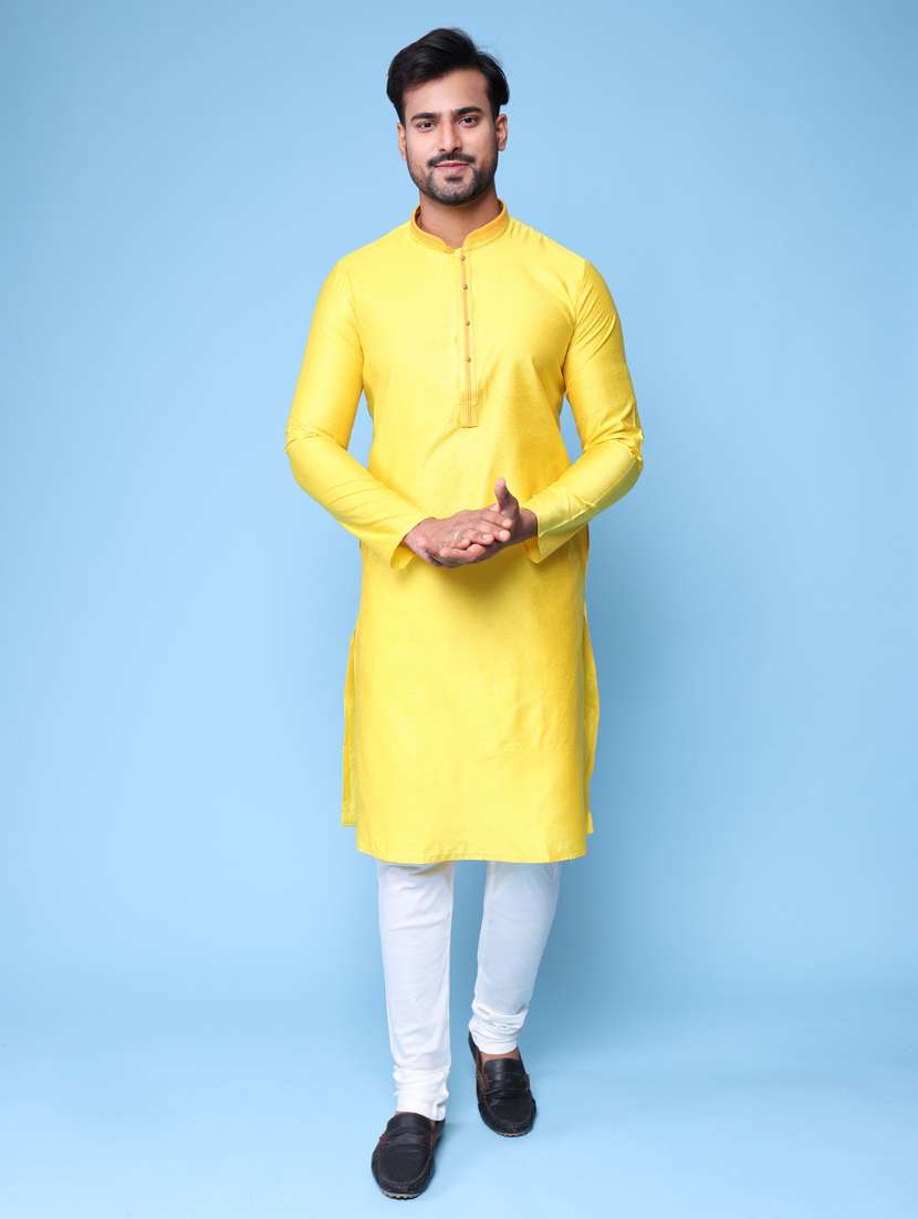 men mandarin neck kurta pyjama ethnic wear set