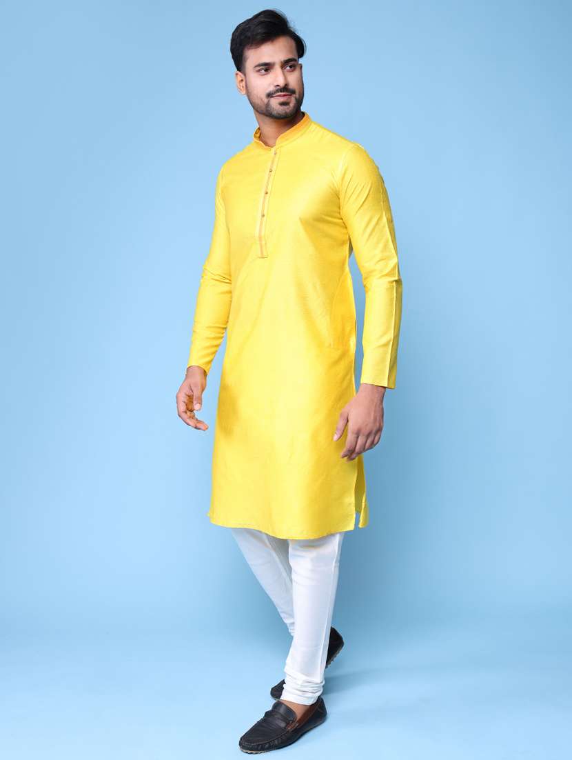 men mandarin neck kurta pyjama ethnic wear set - 22061982 - Standard Image - 3