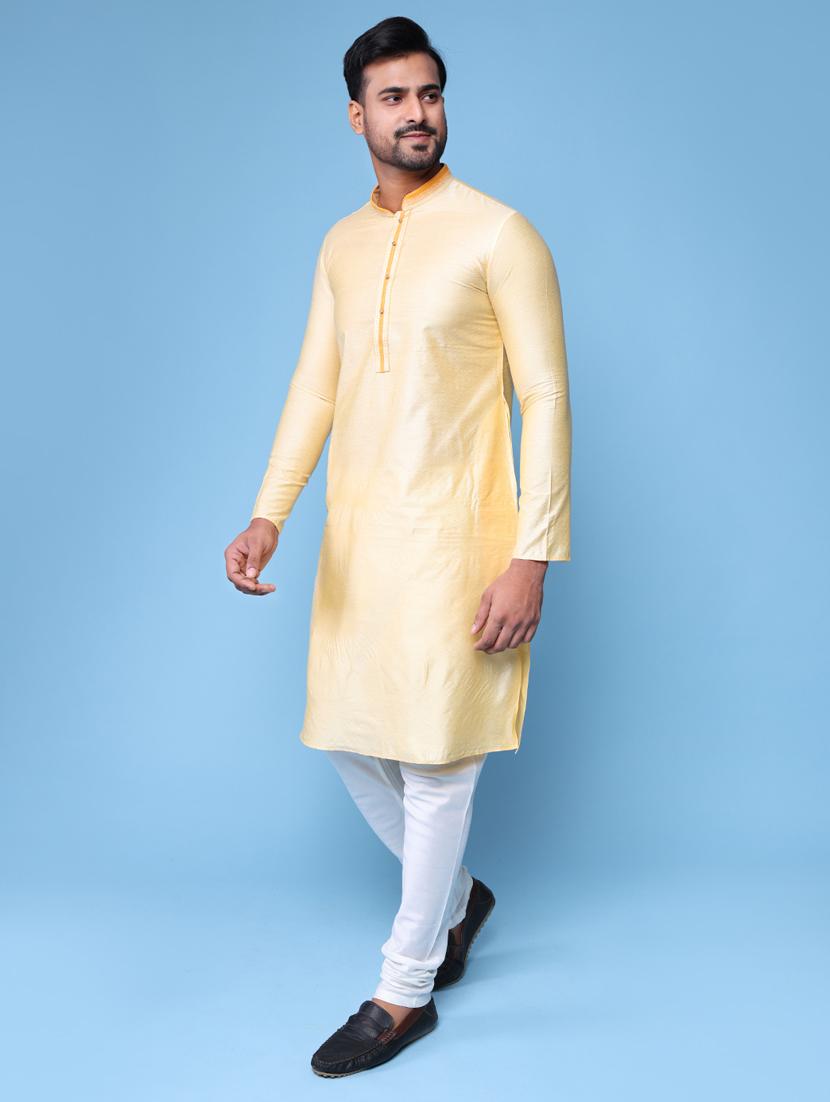 men mandarin neck kurta pyjama ethnic wear set - 22061983 - Standard Image - 3