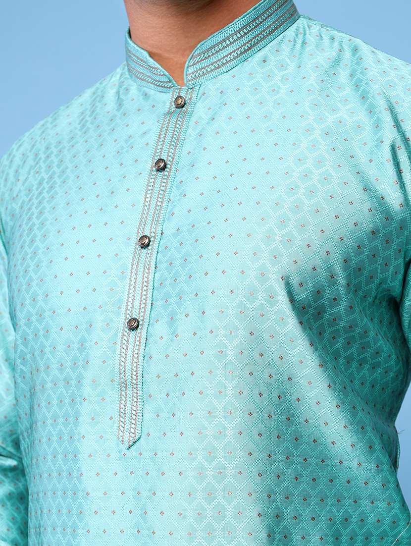 men mandarin neck kurta pyjama ethnic wear set - 22061984 -  Standard Image - 5