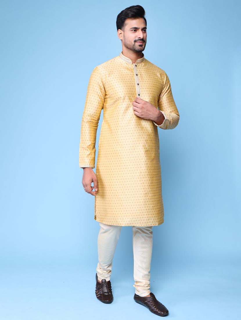 men mandarin neck kurta pyjama ethnic wear set - 22061985 - Standard Image - 3