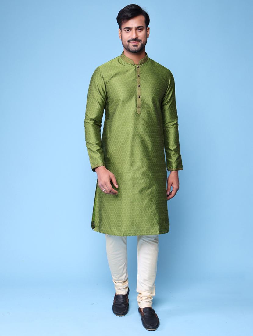 men mandarin neck kurta pyjama ethnic wear set - 22061986 -  Zoom Image - 0