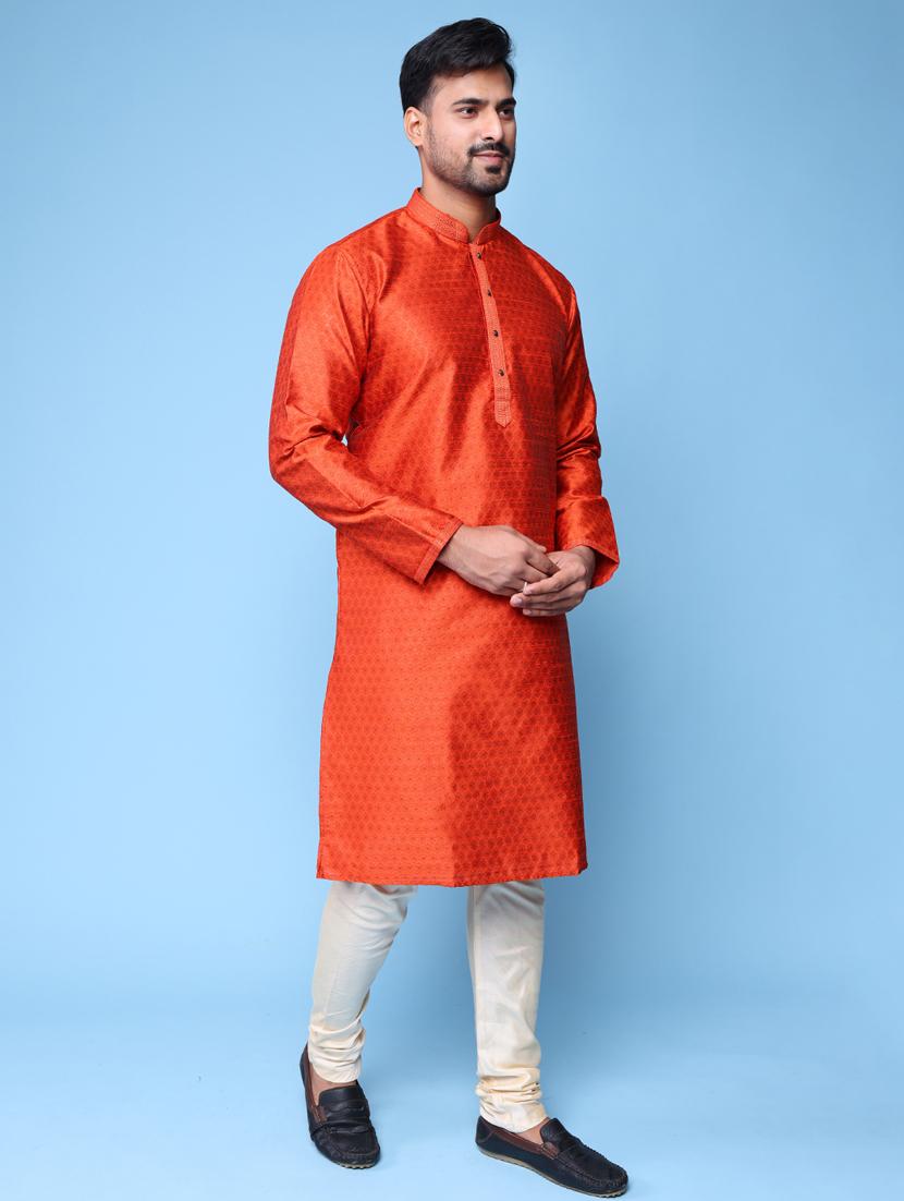 men mandarin neck kurta pyjama ethnic wear set - 22061987 - Standard Image - 3