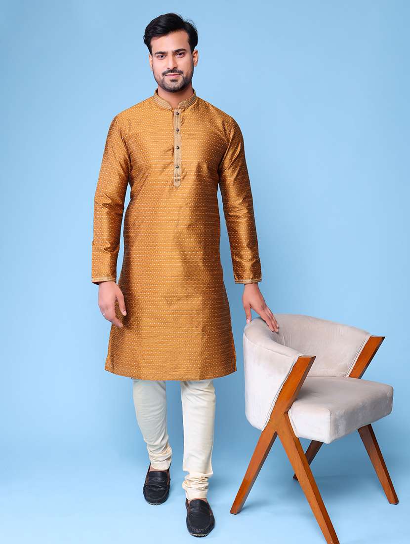 men mandarin neck kurta pyjama ethnic wear set - 22061988 - Zoom Image - 0