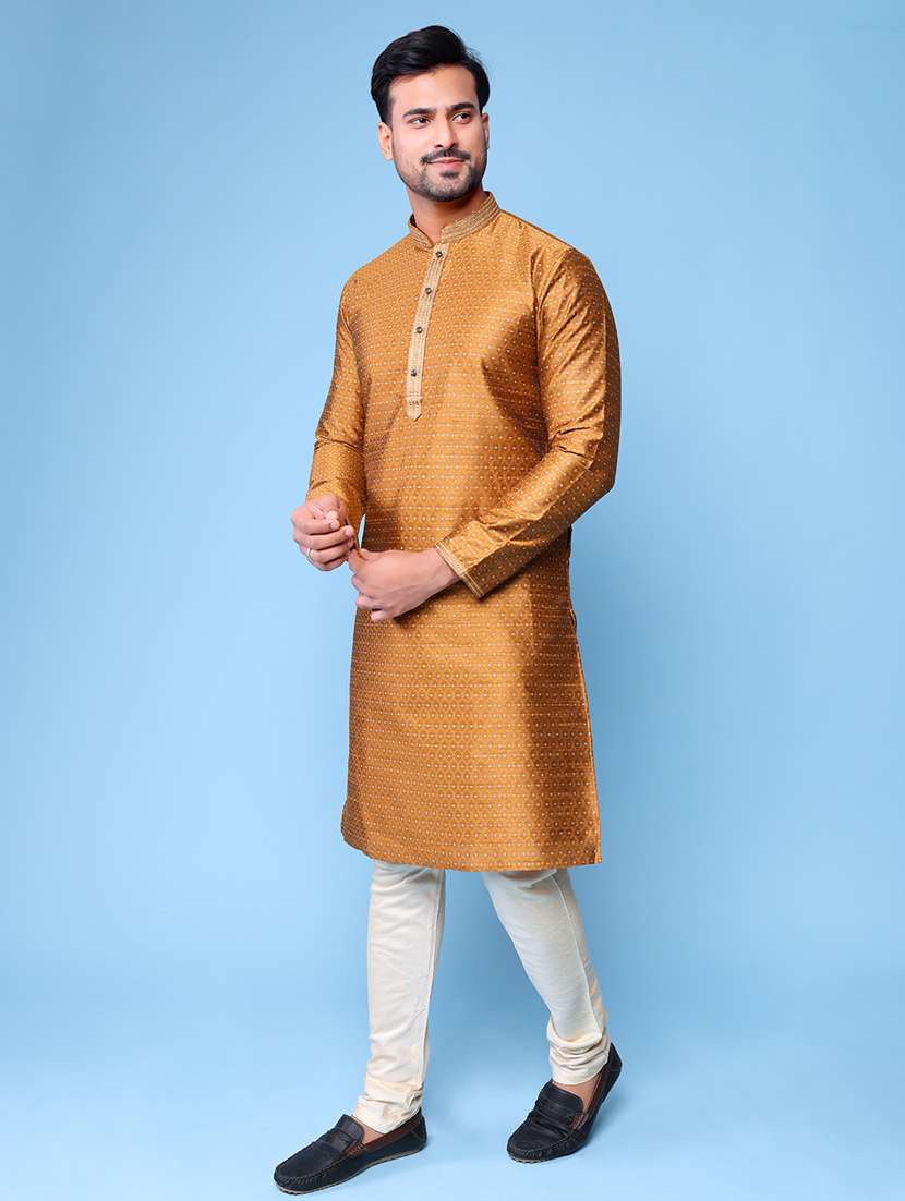 men mandarin neck kurta pyjama ethnic wear set - 22061988 - Standard Image - 3