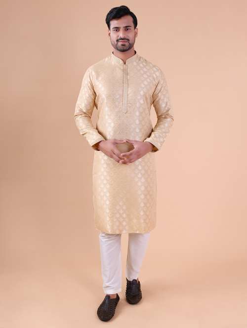 men mandarin neck kurta pyjama ethnic wear set - 22061989 -  Standard Image - 0