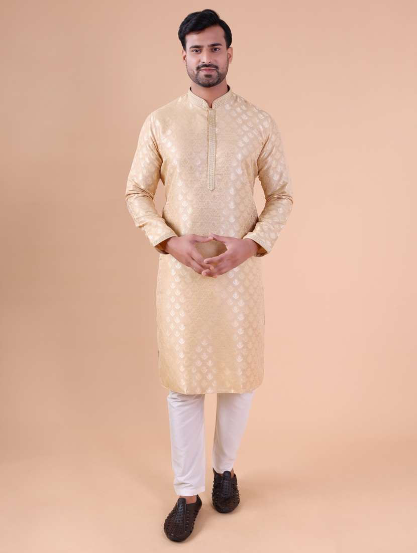 men mandarin neck kurta pyjama ethnic wear set - 22061989 -  Zoom Image - 0