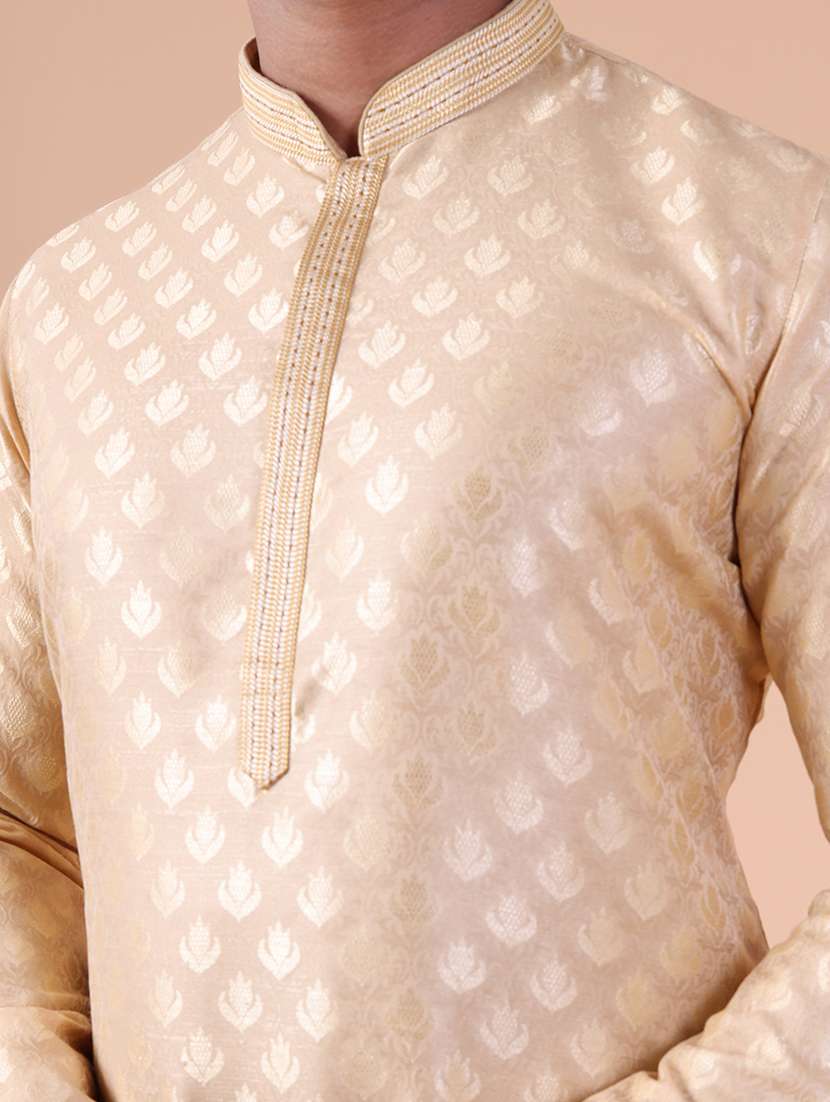 men mandarin neck kurta pyjama ethnic wear set - 22061989 -  Standard Image - 5