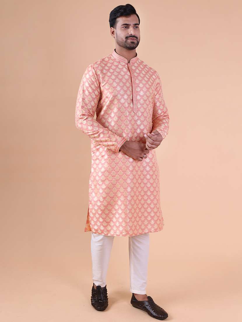 men mandarin neck kurta pyjama ethnic wear set - 22061990 -  Standard Image - 3