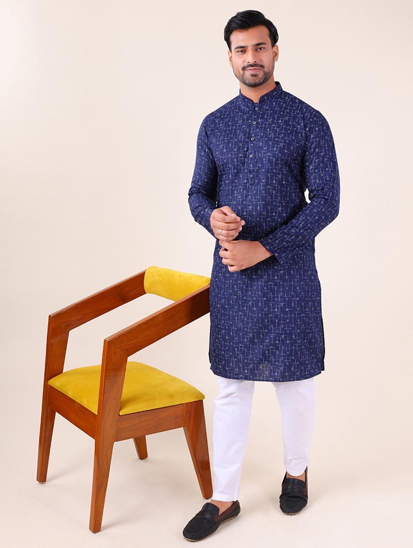 men mandarin neck kurta pyjama ethnic wear set - 22061991 - Zoom Image - 0