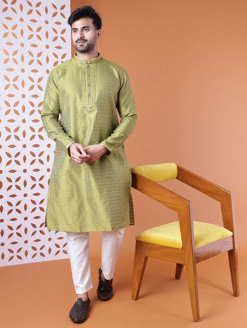 men mandarin neck kurta pyjama ethnic wear set