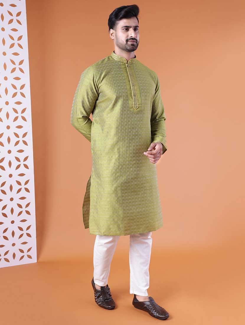 men mandarin neck kurta pyjama ethnic wear set - 22061992 - Standard Image - 3