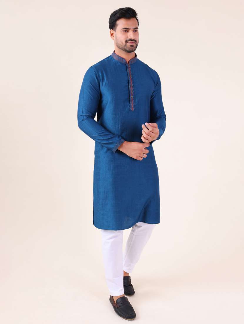 men mandarin neck kurta pyjama ethnic wear set - 22061993 - Standard Image - 3