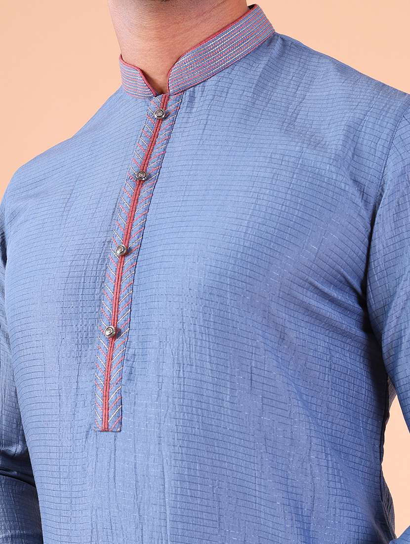 men mandarin neck kurta pyjama ethnic wear set - 22061995 - Standard Image - 5
