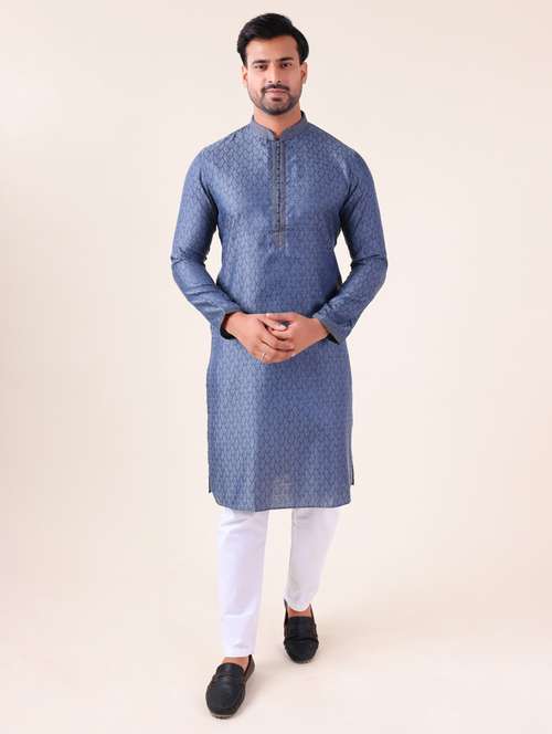 men mandarin neck kurta pyjama ethnic wear set - 22061996 - Standard Image - 0