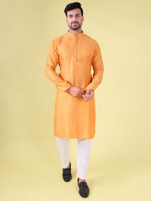 men mandarin neck kurta pyjama ethnic wear set - 22061997 - Standard Image - 0