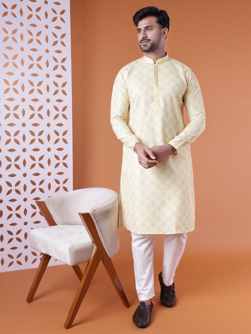 men mandarin neck kurta pyjama ethnic wear set - 22061999 - Standard Image - 0