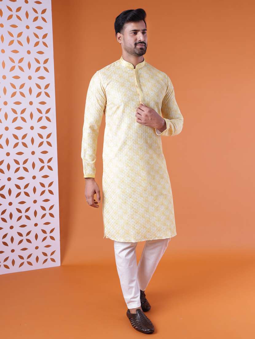 men mandarin neck kurta pyjama ethnic wear set - 22061999 - Standard Image - 3
