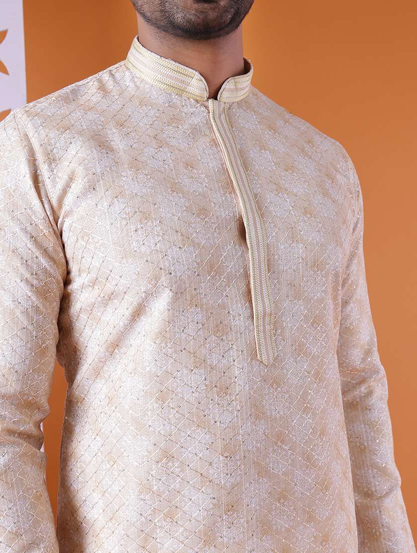men mandarin neck kurta pyjama ethnic wear set - 22062000 -  Standard Image - 5