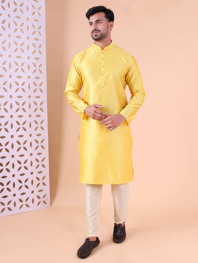 men mandarin neck kurta pyjama ethnic wear set - 22062001 -  Zoom Image - 0