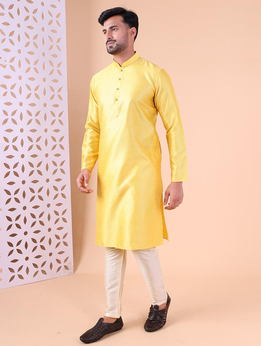men mandarin neck kurta pyjama ethnic wear set - 22062001 - Standard Image - 3