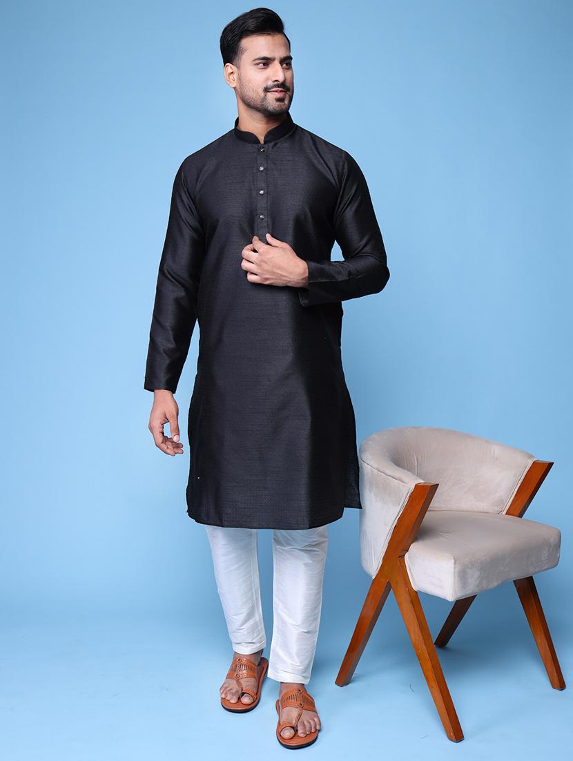 men mandarin neck kurta pyjama ethnic wear set - 22062002 -  Zoom Image - 0