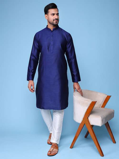 men mandarin neck kurta pyjama ethnic wear set - 22062006 -  Standard Image - 0