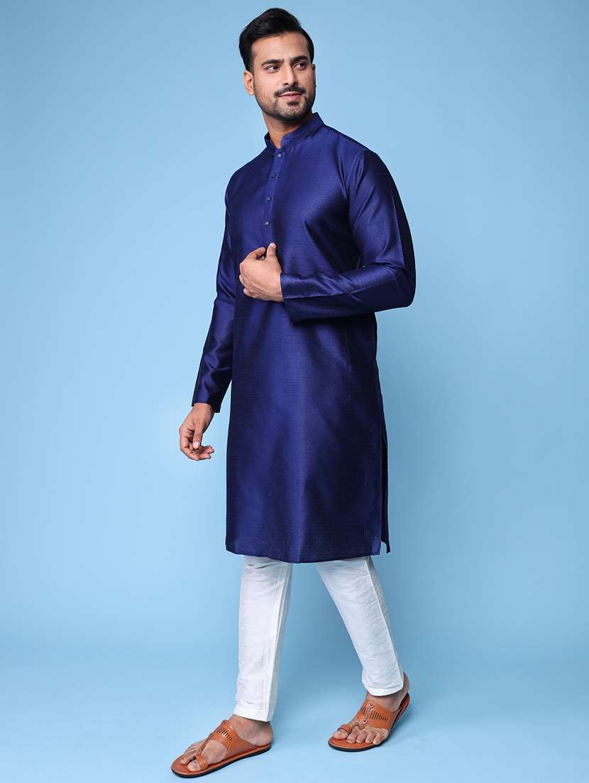 men mandarin neck kurta pyjama ethnic wear set - 22062006 - Standard Image - 3