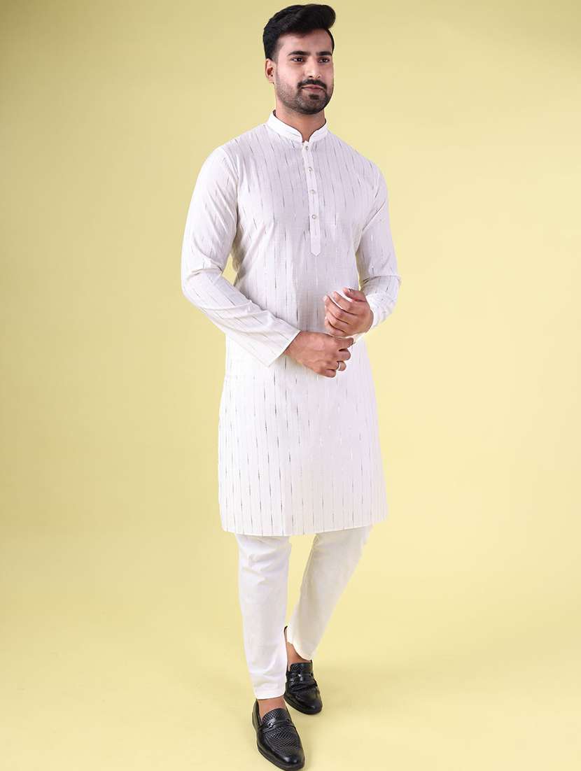 men mandarin neck kurta pyjama ethnic wear set - 22062007 - Standard Image - 3