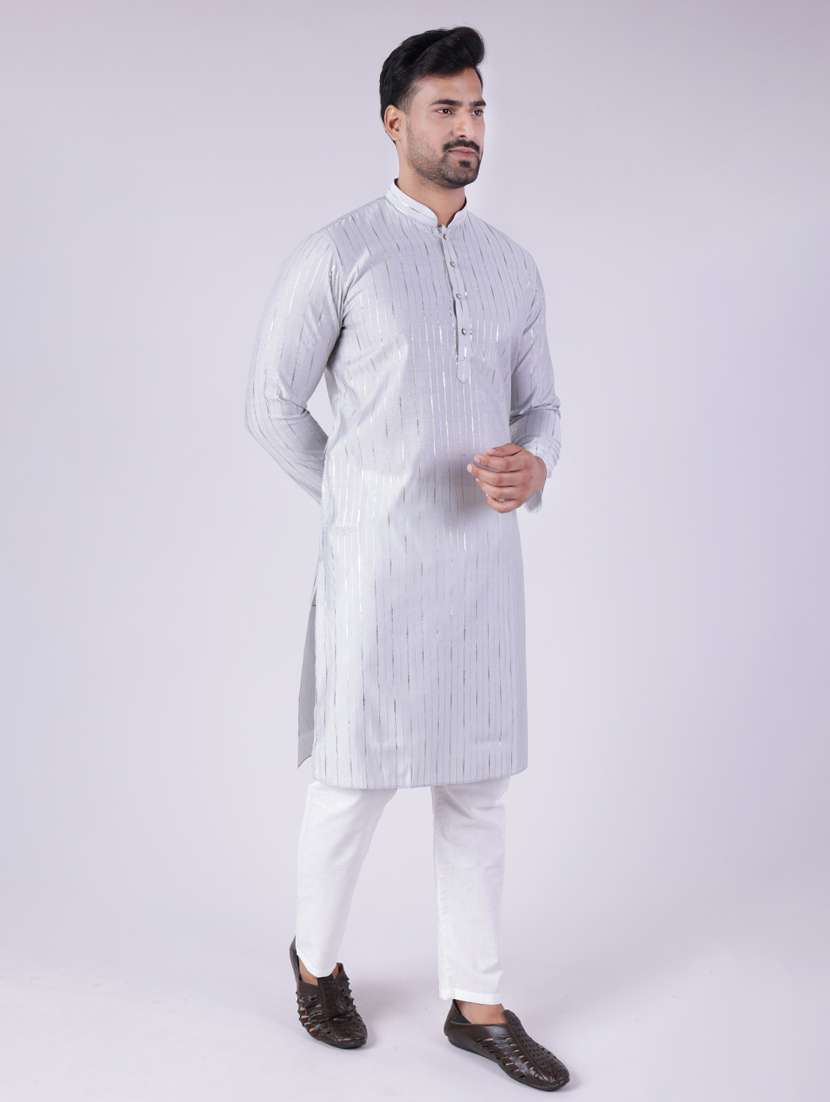 men mandarin neck kurta pyjama ethnic wear set - 22062008 - Standard Image - 3