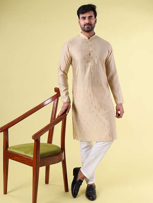 men mandarin neck kurta pyjama ethnic wear set - 22062009 - Standard Image - 0