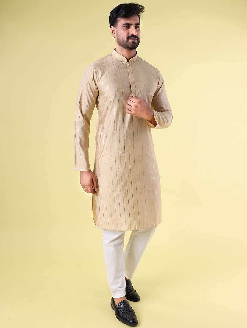 men mandarin neck kurta pyjama ethnic wear set - 22062009 - Standard Image - 3