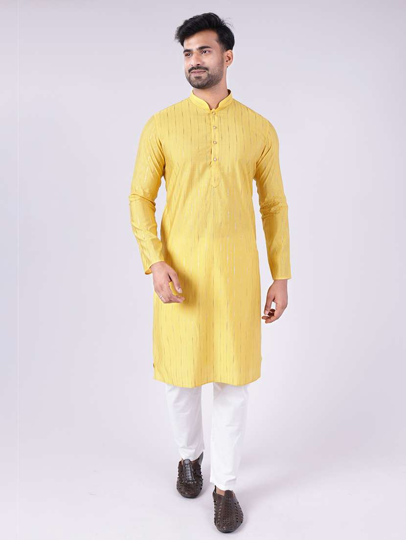 men mandarin neck kurta pyjama ethnic wear set