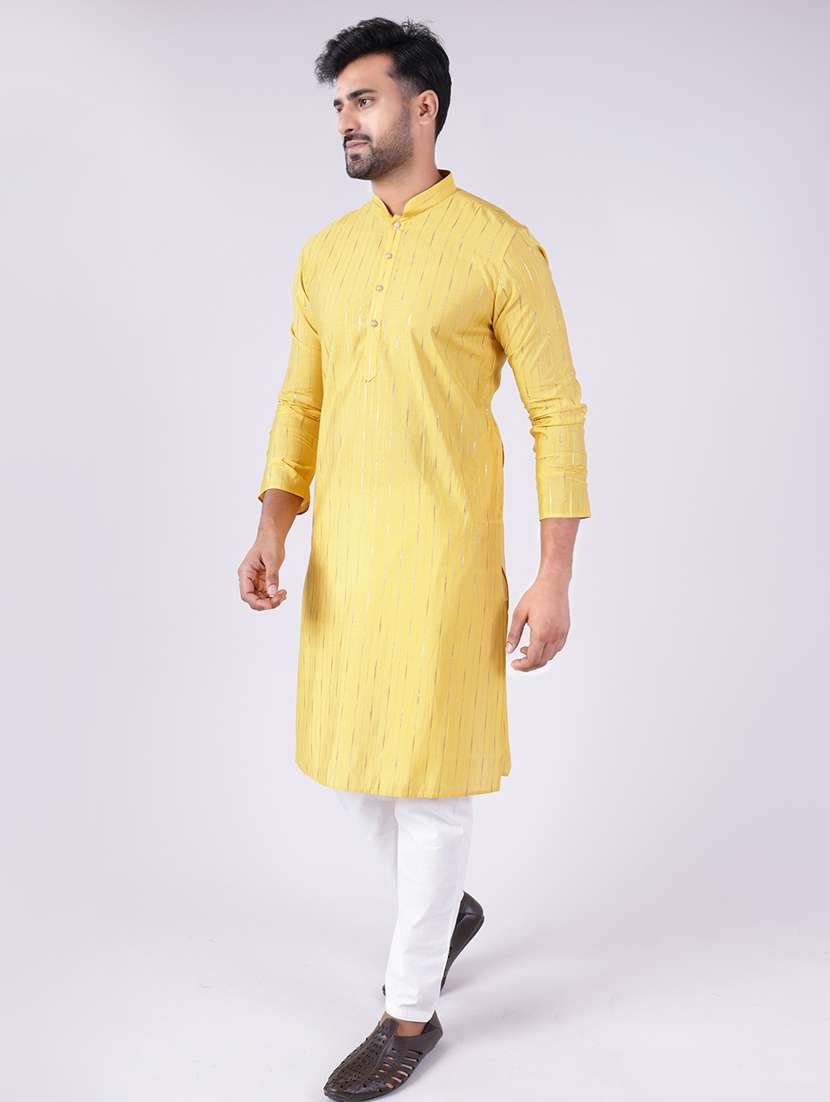 men mandarin neck kurta pyjama ethnic wear set - 22062010 - Standard Image - 3