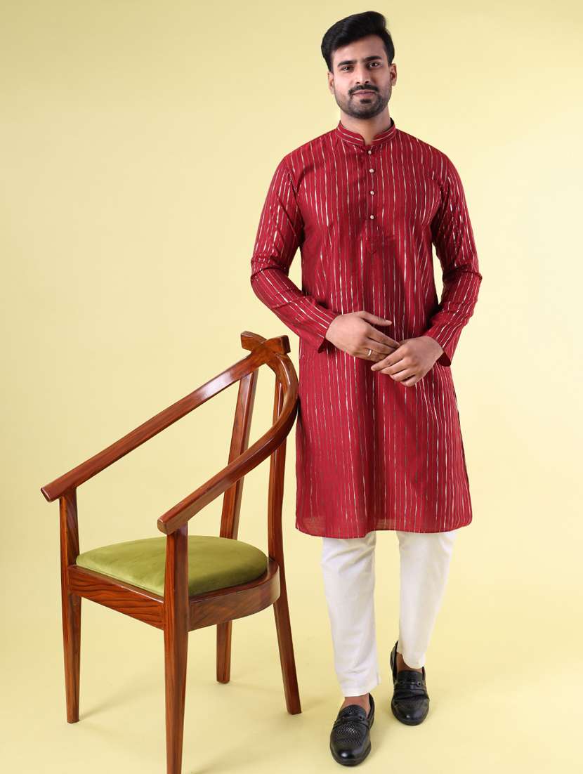 men mandarin neck kurta pyjama ethnic wear set - 22062011 - Zoom Image - 0