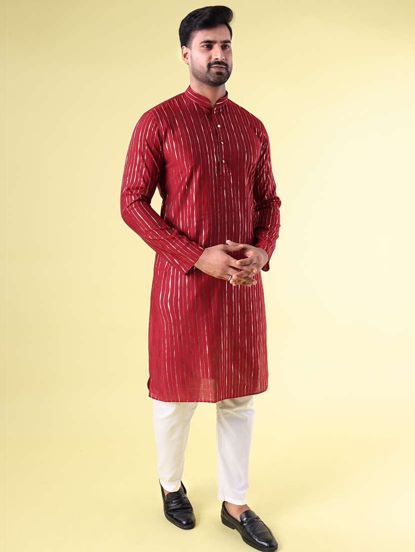 men mandarin neck kurta pyjama ethnic wear set - 22062011 - Standard Image - 3