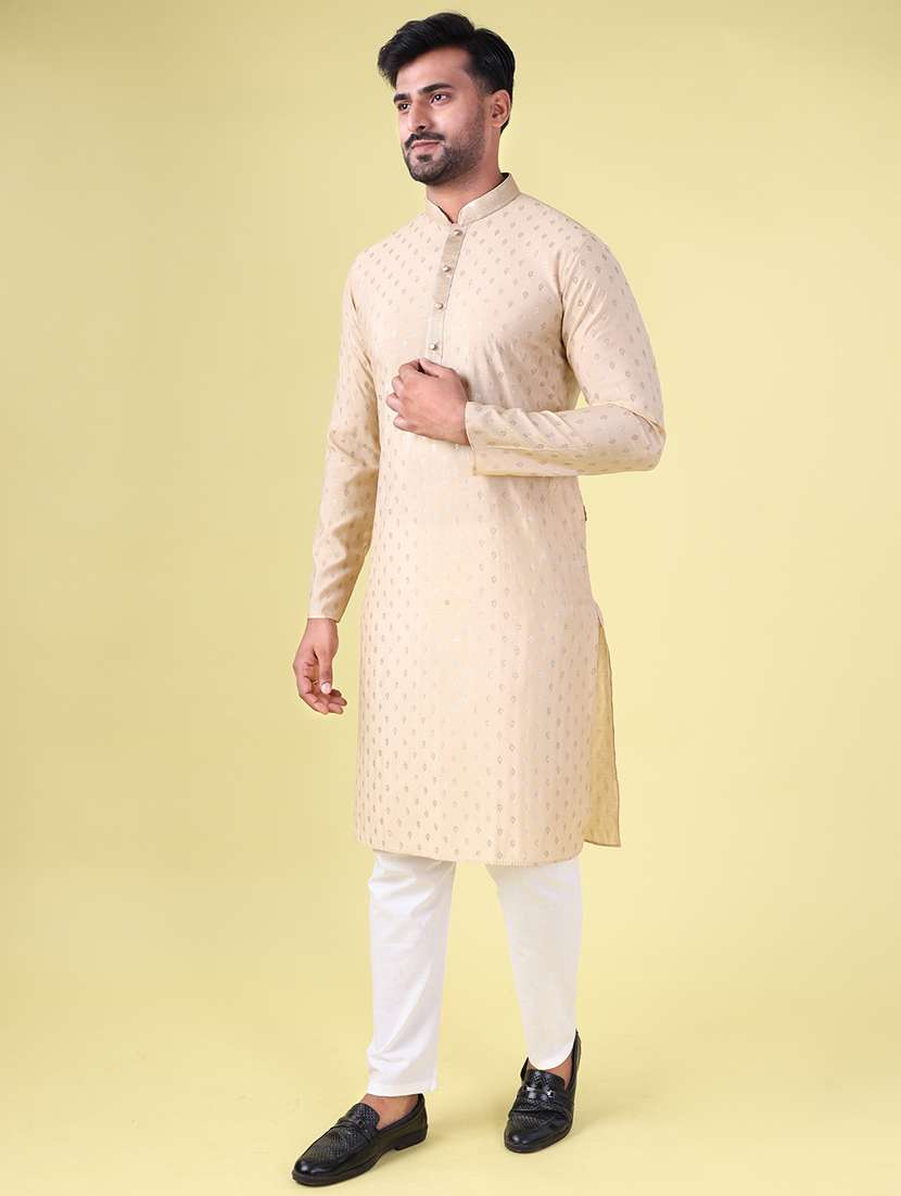 men mandarin neck kurta pyjama ethnic wear set - 22062013 - Standard Image - 3