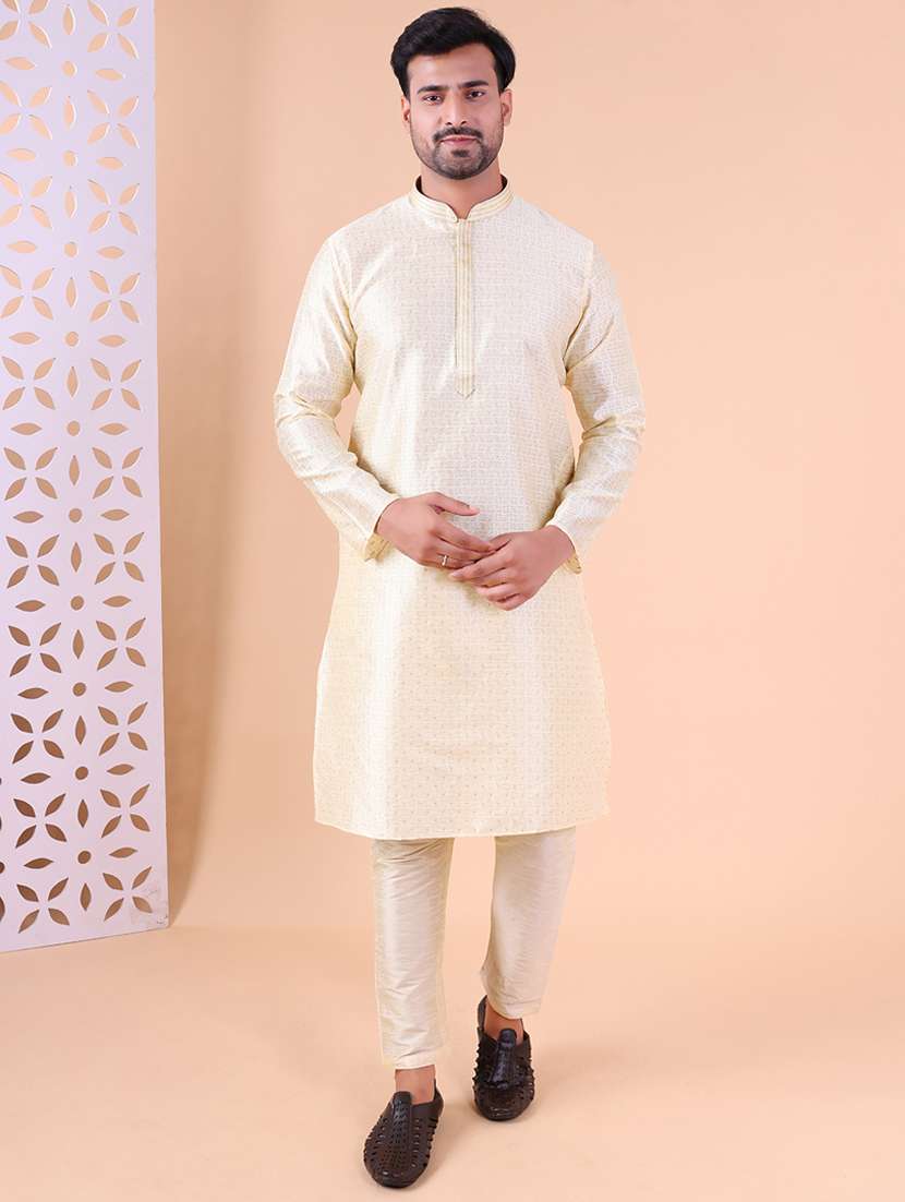 men mandarin neck kurta pyjama ethnic wear set - 22062014 -  Zoom Image - 0