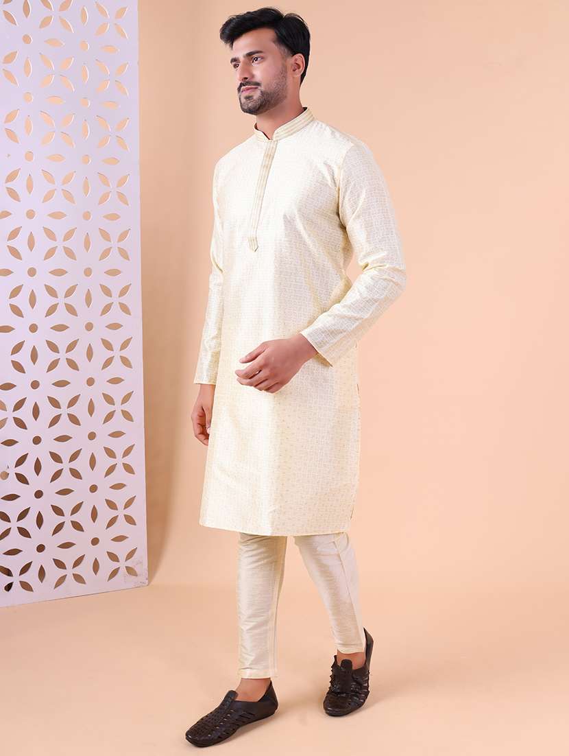 men mandarin neck kurta pyjama ethnic wear set - 22062014 - Standard Image - 3
