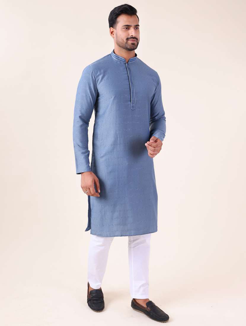 men mandarin neck kurta pyjama ethnic wear set - 22062015 - Standard Image - 3