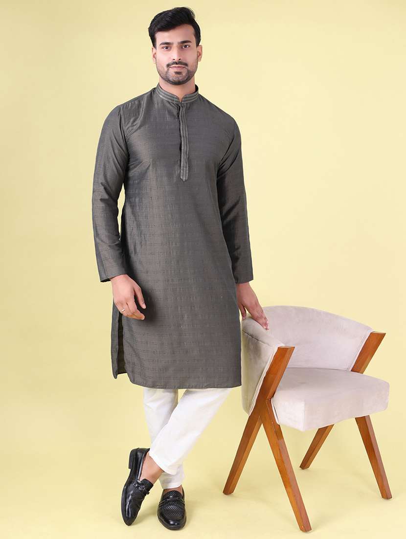 men mandarin neck kurta pyjama ethnic wear set - 22062016 -  Zoom Image - 0