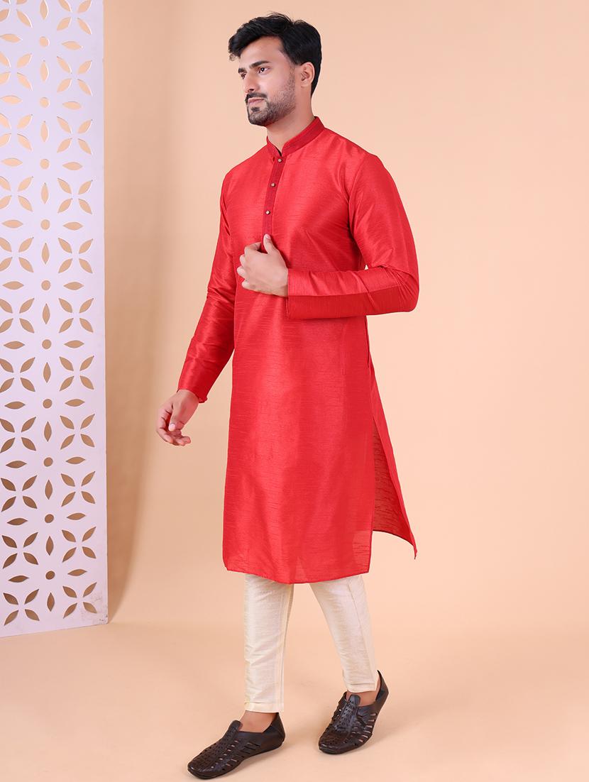 men mandarin neck kurta pyjama ethnic wear set - 22062020 - Standard Image - 3
