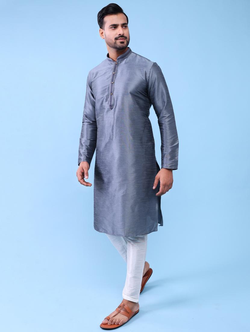 men mandarin neck kurta pyjama ethnic wear set - 22062021 - Standard Image - 3