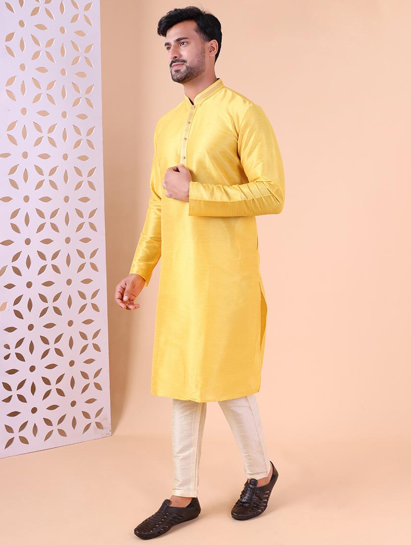 men mandarin neck kurta pyjama ethnic wear set - 22062022 - Standard Image - 3