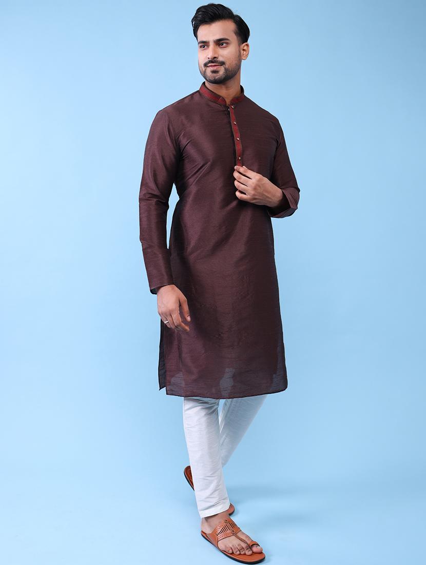 men mandarin neck kurta pyjama ethnic wear set - 22062023 - Standard Image - 3
