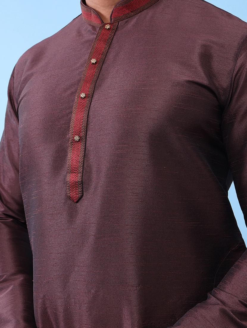 men mandarin neck kurta pyjama ethnic wear set - 22062023 - Standard Image - 5
